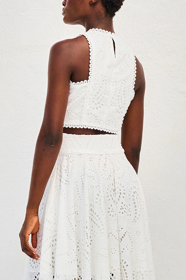 Larissa™ Embroidered Top & High-Waist Maxi Skirt Set | Elegant Two Piece Outfit