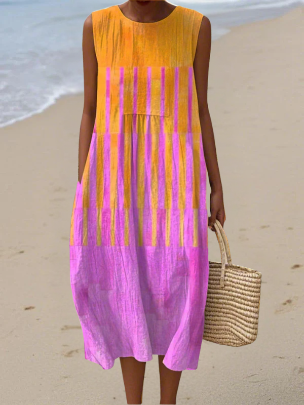 Lucy Sunset Stripe Midi Dress