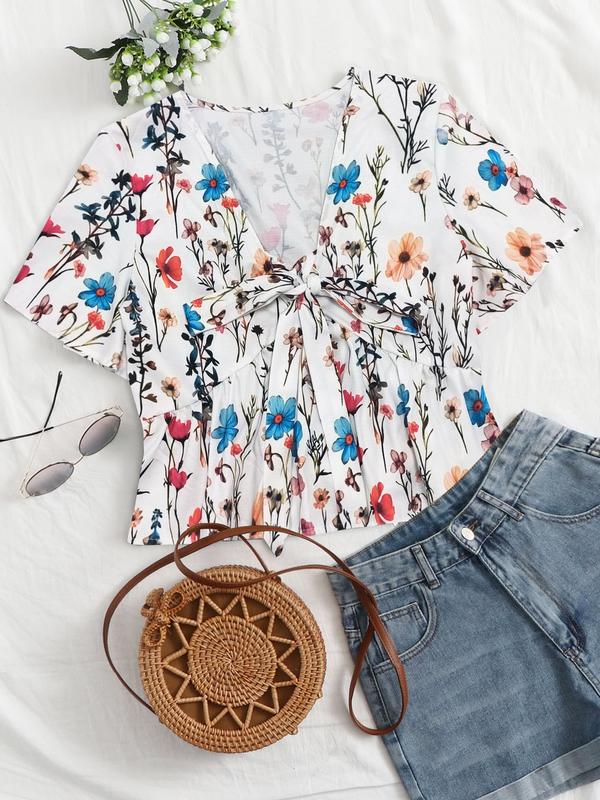 Althea Casual Summer V-Neck Flowy Top | Breezy Elegant Summer Top
