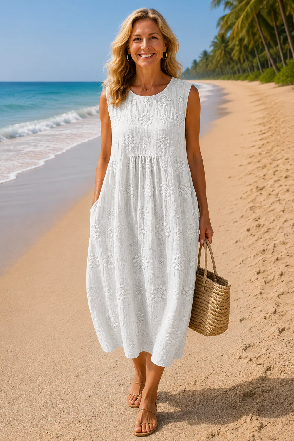 Rose Embroidered Midi Dress