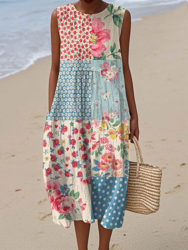 Anna Patchwork Midi Dress