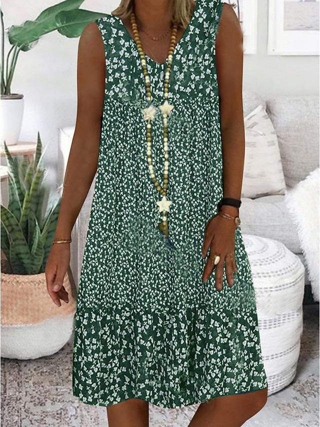 Ann - Sleeveless Floral V-Neck Dress