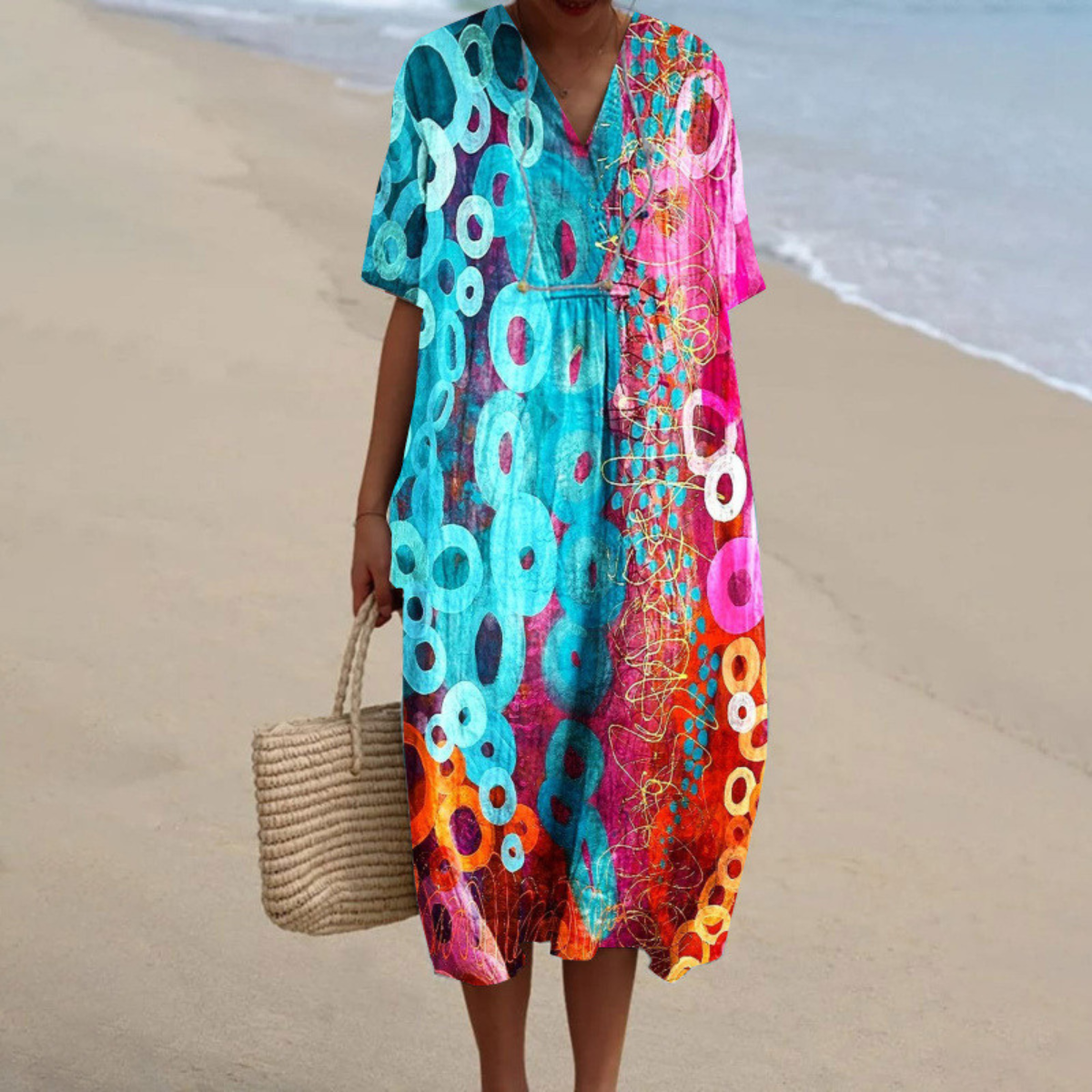 Amara Vibrant Tie-Dye Summer Dress