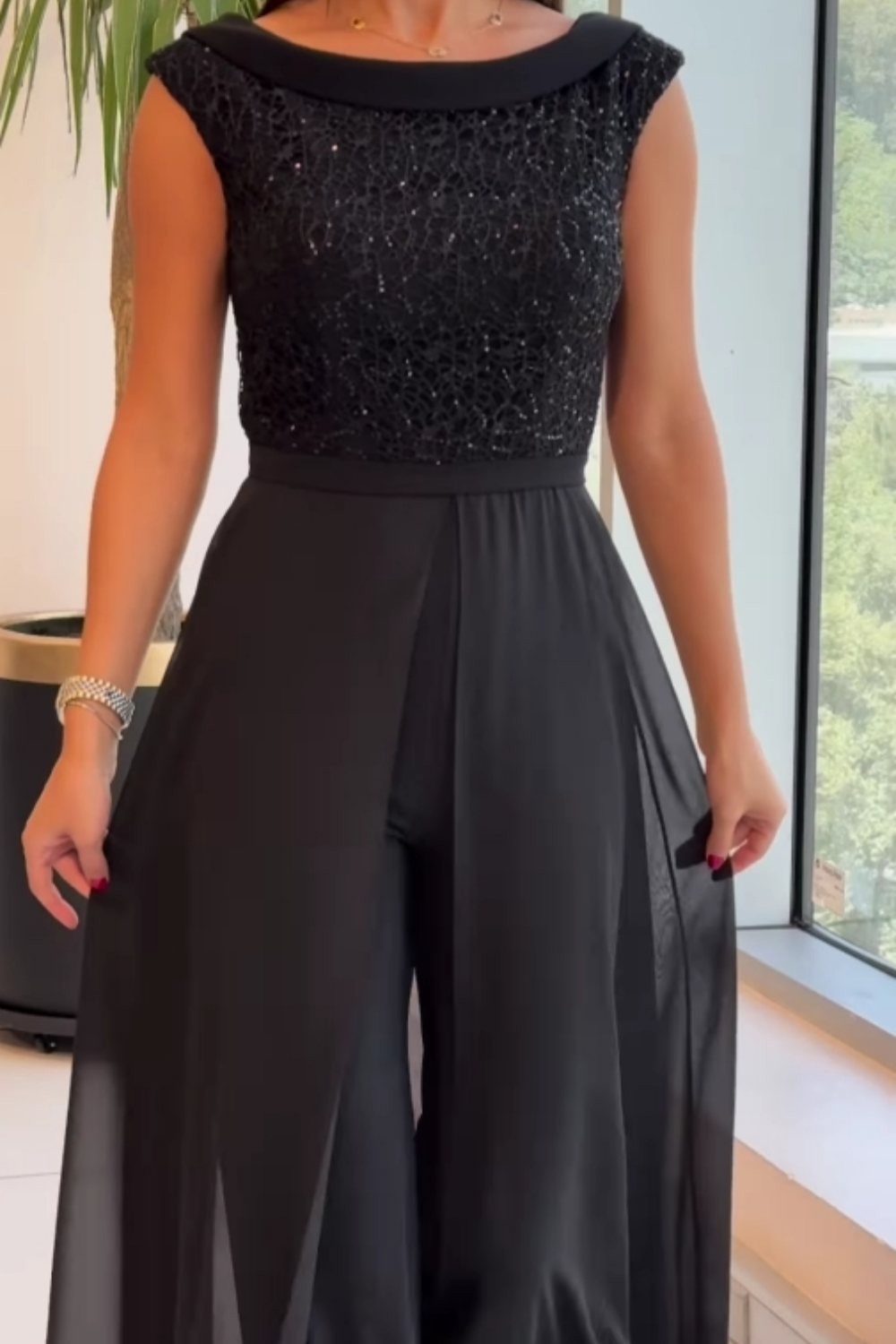 Fontella™ Textured Tulle Jumpsuit | Elegant Evening Jumpsuit