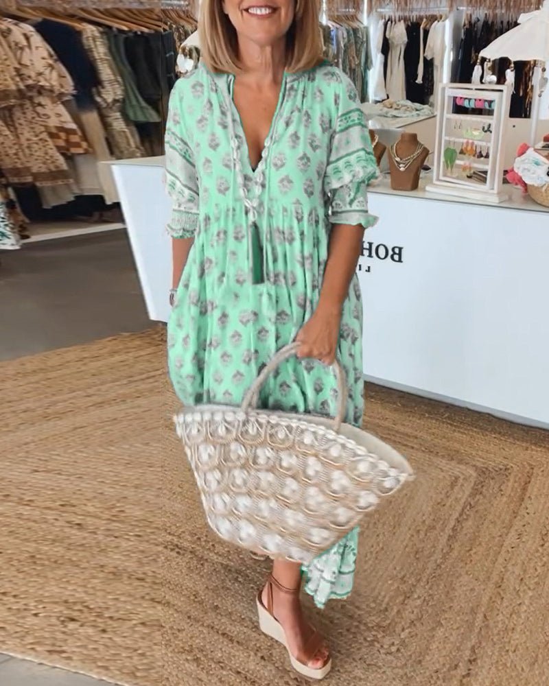 Thea – Chic Floral V-Neck Dress