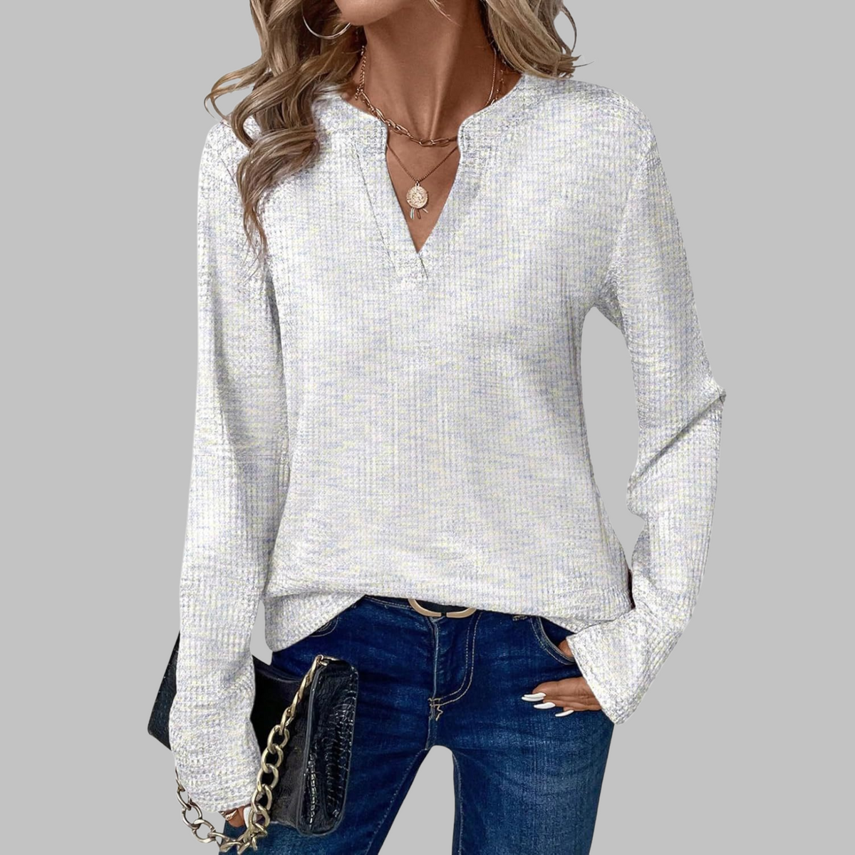 SHUKA | Women Cozy V-Neck Long Sleeve Blouse