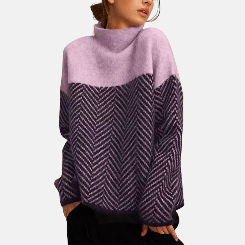 Eva | Structured Two-Tone Knit Sweater