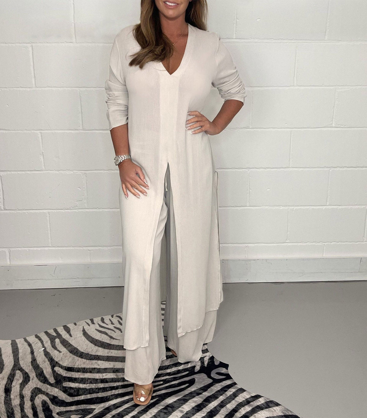 Cherly™ Comfy Two-Piece Set | Flowy Blouse and Wide-Leg Trousers