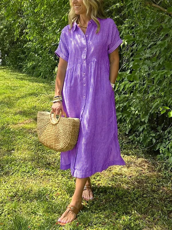 Vanessa - Striped Button-Up Dress