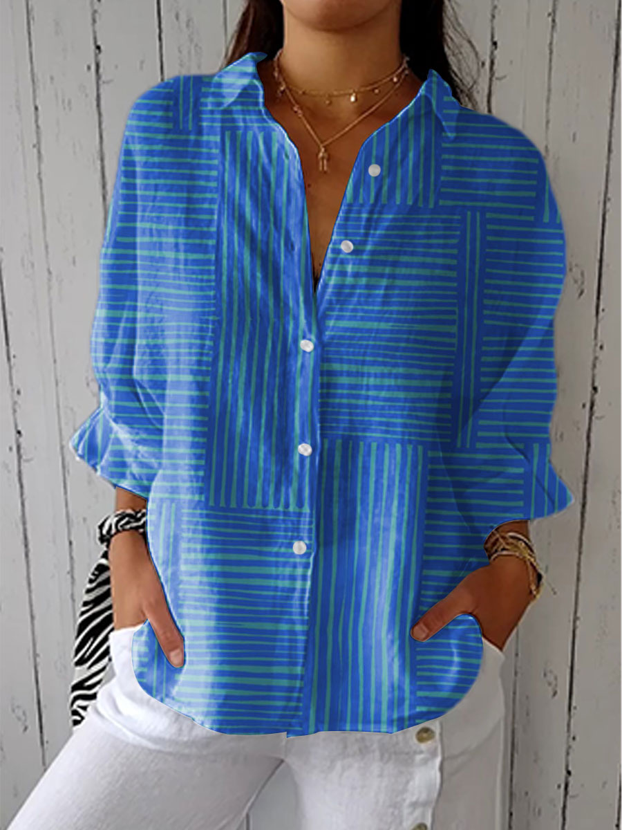Pauline - Azure Stripe Blouse