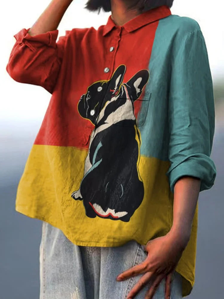 Mila Dog Art Shirt | Playful Long Sleeve Shirt