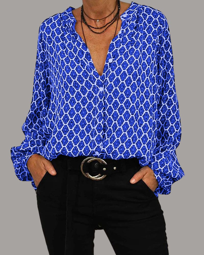 Elvira | Geometric Women V-Neck Blouse