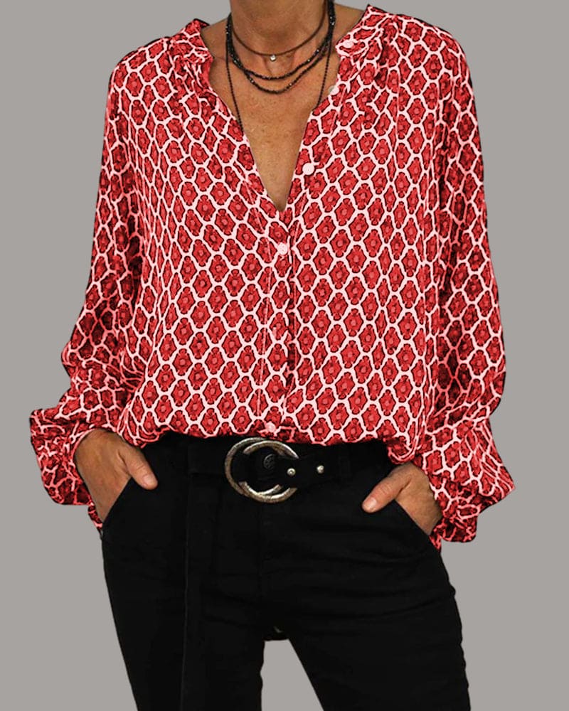 Elvira | Geometric Women V-Neck Blouse